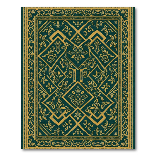 Emerald Gold Ornate Mandala Rug