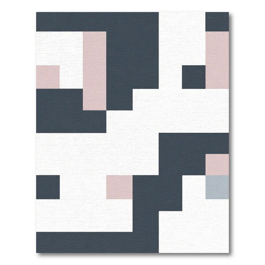 Modern Slate Pink Geometric Blocks Rug