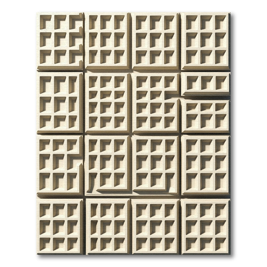 Cream Geometric Square Grid Rug