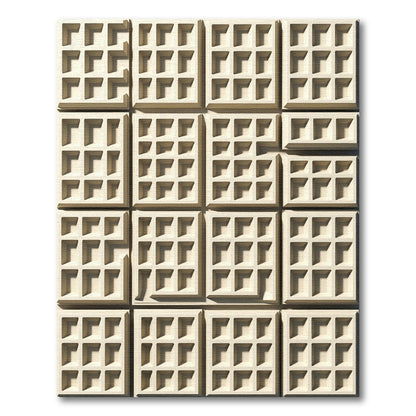 Cream Geometric Square Grid Rug