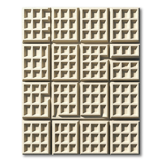 Cream Geometric Square Grid Rug