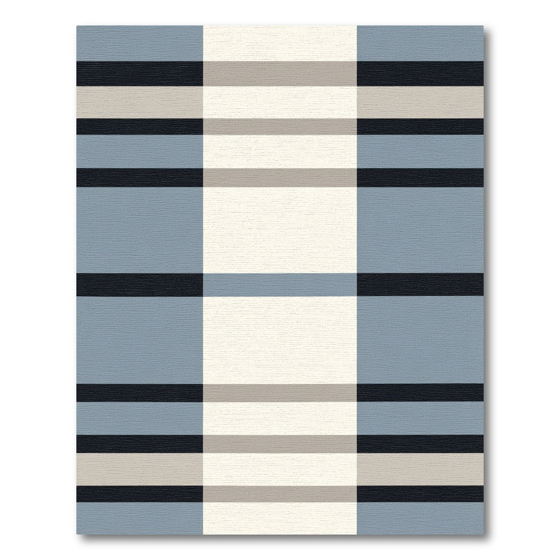 Modern Slate Blue Horizontal Stripe Rug