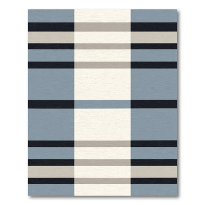 Modern Slate Blue Horizontal Stripe Rug
