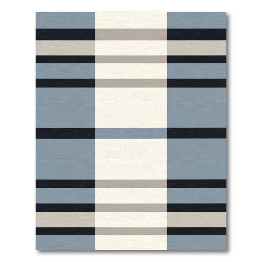 Modern Slate Blue Horizontal Stripe Rug