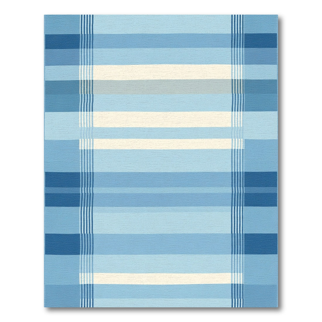 Serene Blue Stripe Grid Rug