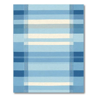 Serene Blue Stripe Grid Rug