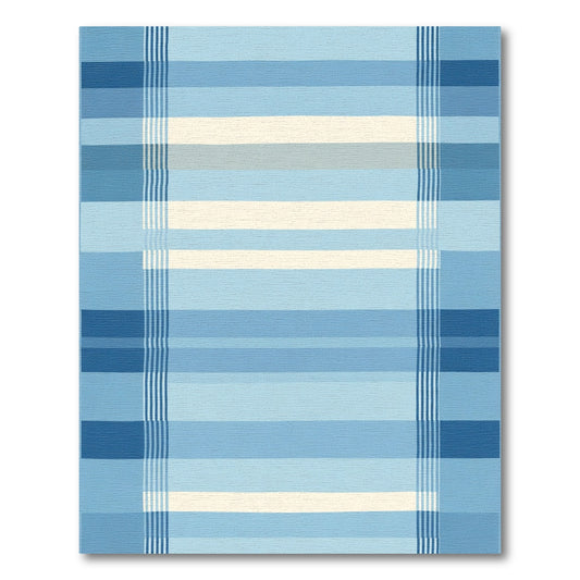 Serene Blue Stripe Grid Rug
