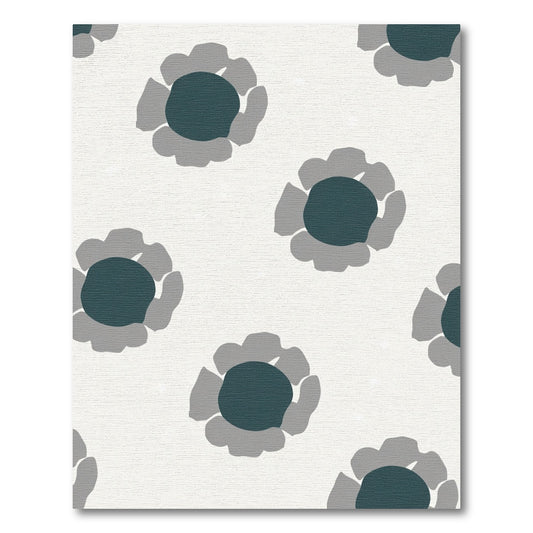 Teal Gray Floral Medallion Rug