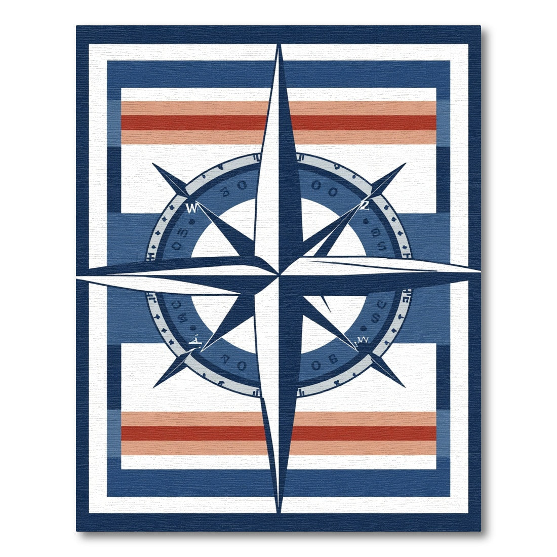 Nautical Compass Stripes Frame Rug