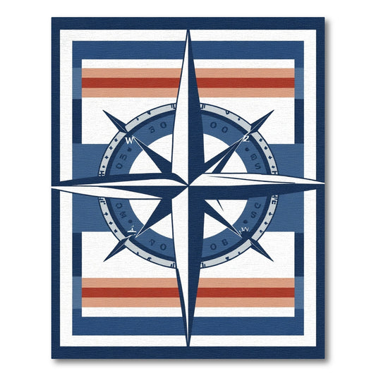Nautical Compass Stripes Frame Rug