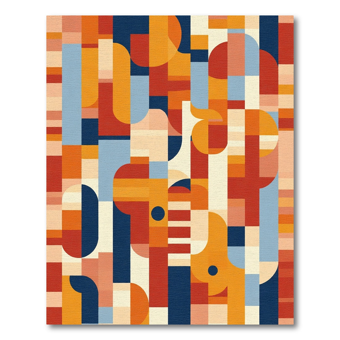 Mid Century Geometric Abstract Blocks Rug