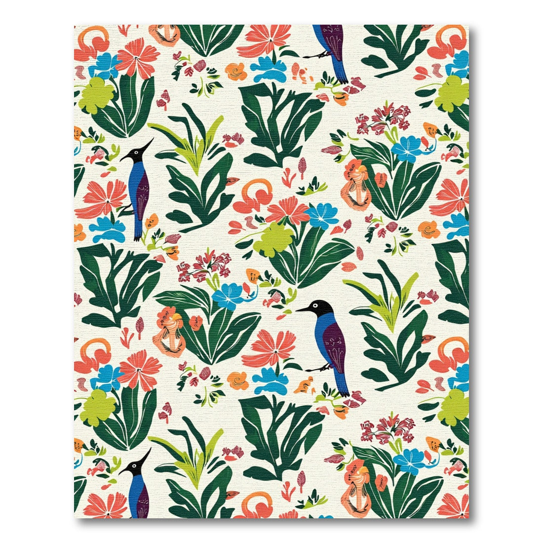 Vibrant Exotic Birds Floral Arrangement Rug
