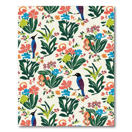 Vibrant Exotic Birds Floral Arrangement Rug