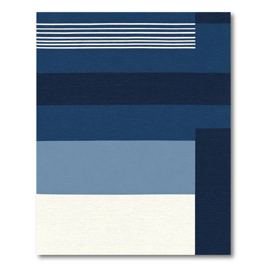 Striped Midnight Blue Geometric Rug