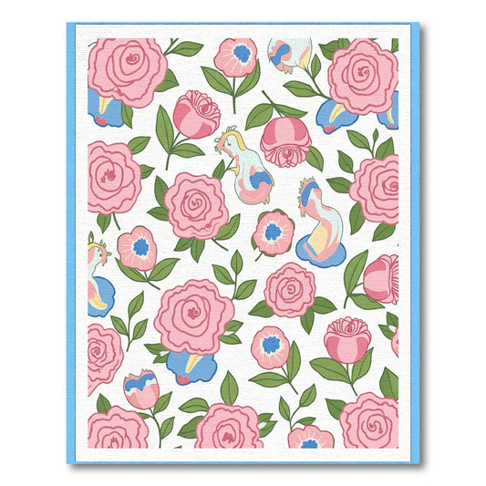 Pink Rose And Creatures Floral Collage Rug