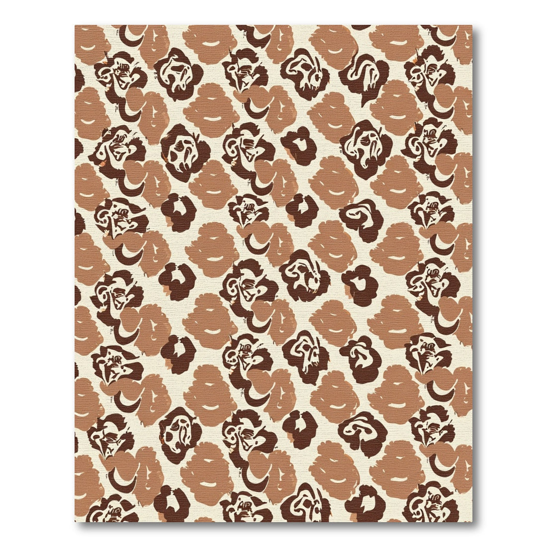 Abstract Leopard Floral Brown Cream Rug