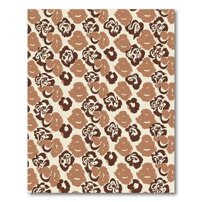 Abstract Leopard Floral Brown Cream Rug