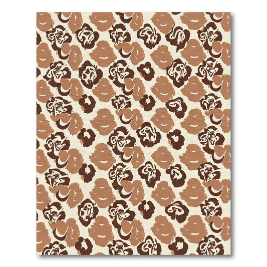 Abstract Leopard Floral Brown Cream Rug
