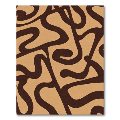 Brown Tan Wavy Swirl Abstract Rug