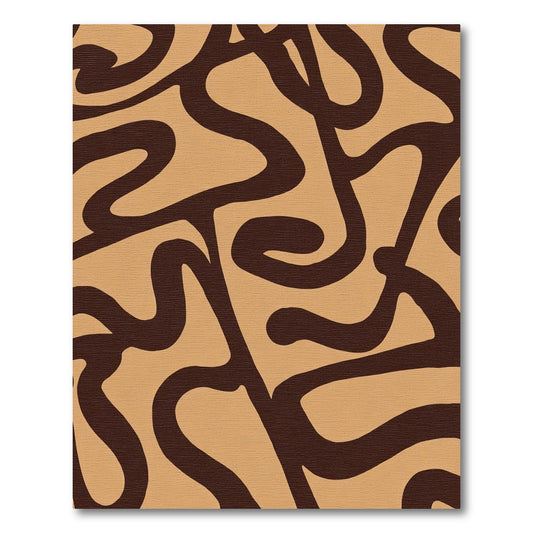 Brown Tan Wavy Swirl Abstract Rug