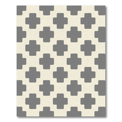 Neutral Gray Cross Lattice Rug
