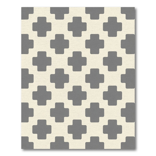 Neutral Gray Cross Lattice Rug