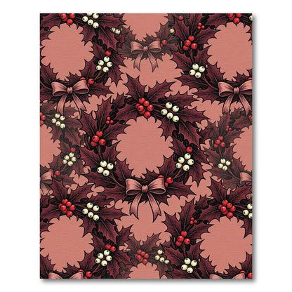 Crimson Holly Berry Bow Wreath Rug