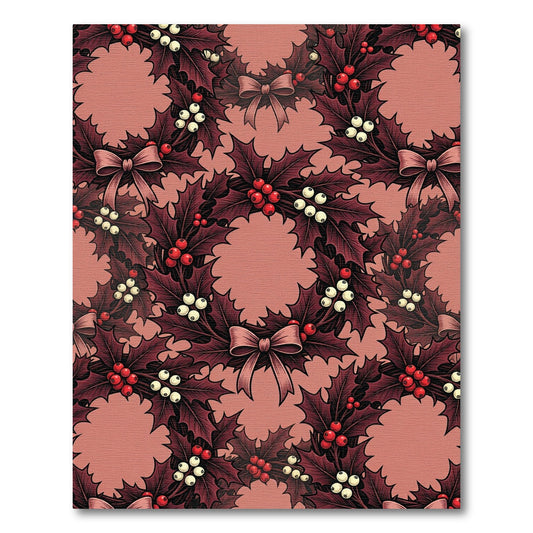 Crimson Holly Berry Bow Wreath Rug