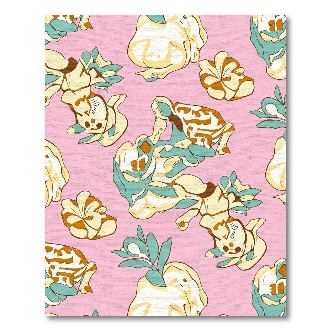 Whimsical Cream Blue Floral Forms Rug