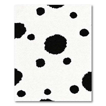 Black Spot Abstract White Rug