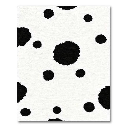 Black Spot Abstract White Rug