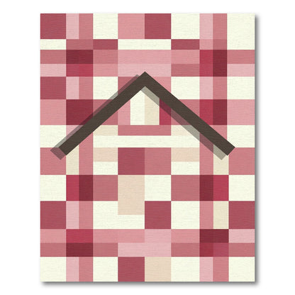 Geometric Rose Plaid A Frame Rug