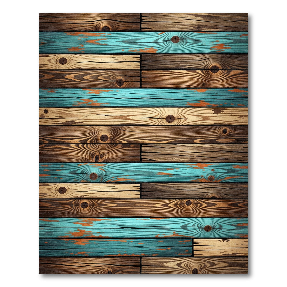 Rustic Teal Wood Plank Texture Rug