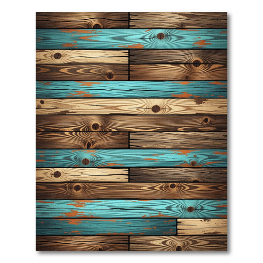 Rustic Teal Wood Plank Texture Rug