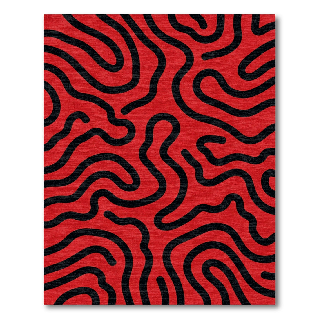 Bold Red Black Organic Swirl Rug