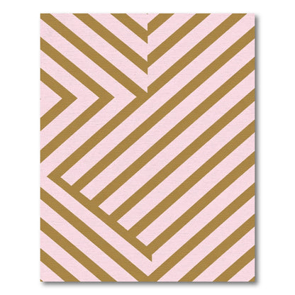 Gold Pink Chevron Geometric Rug