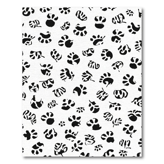 Black White Paw Prints Scattered Rug