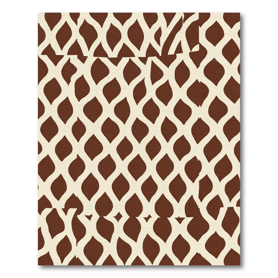 Cream Brown Interlocking Leaf Rug