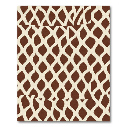 Cream Brown Interlocking Leaf Rug