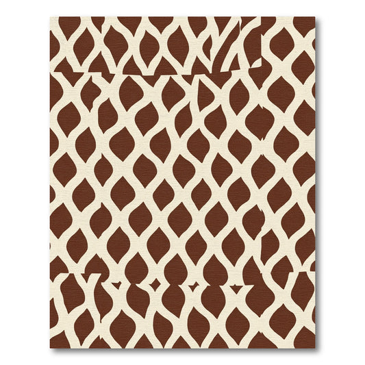 Cream Brown Interlocking Leaf Rug