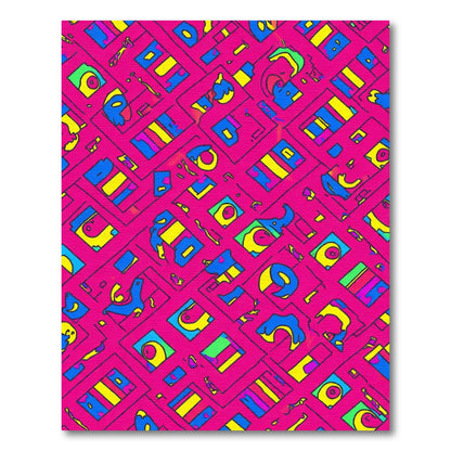 Vibrant Pink Abstract Geometric Composition Rug