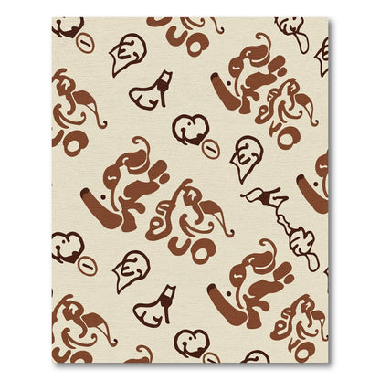 Abstract Brown Swirls Cream Pattern Rug
