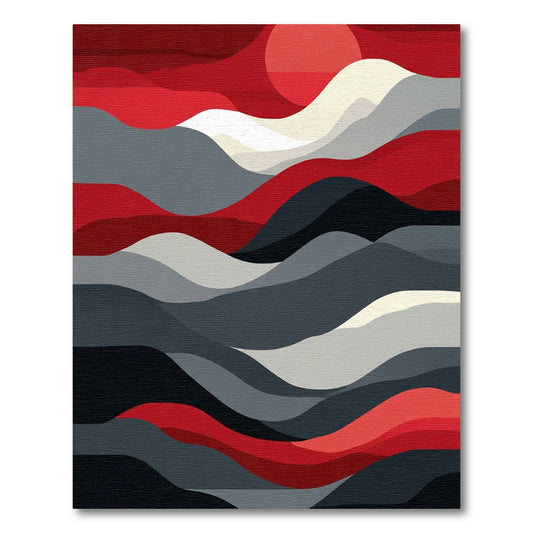 Crimson Stripe Abstract Landscape Rug