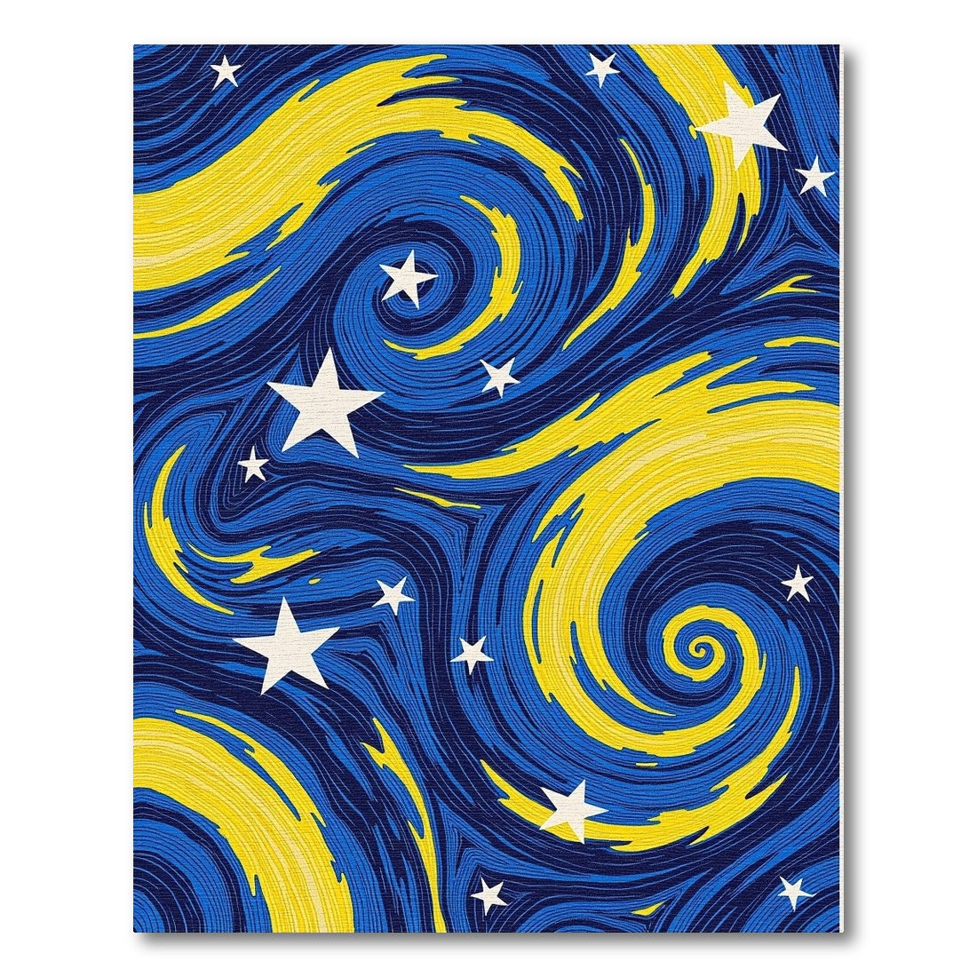 Navy Yellow Swirling Stars Rug