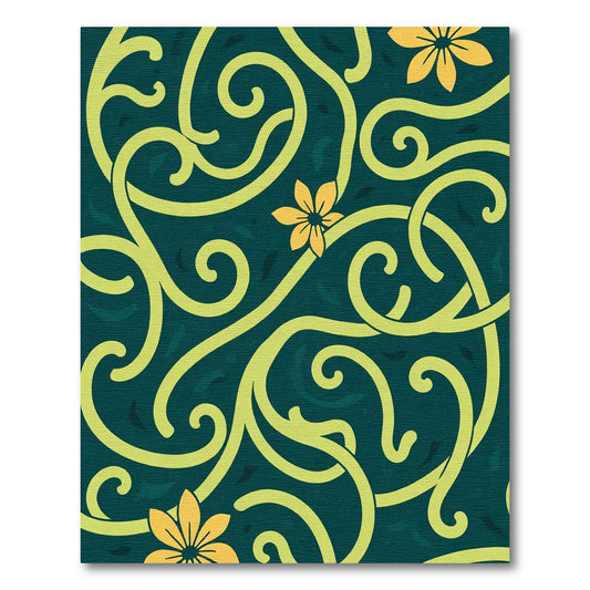 Emerald Green Floral Swirl Rug