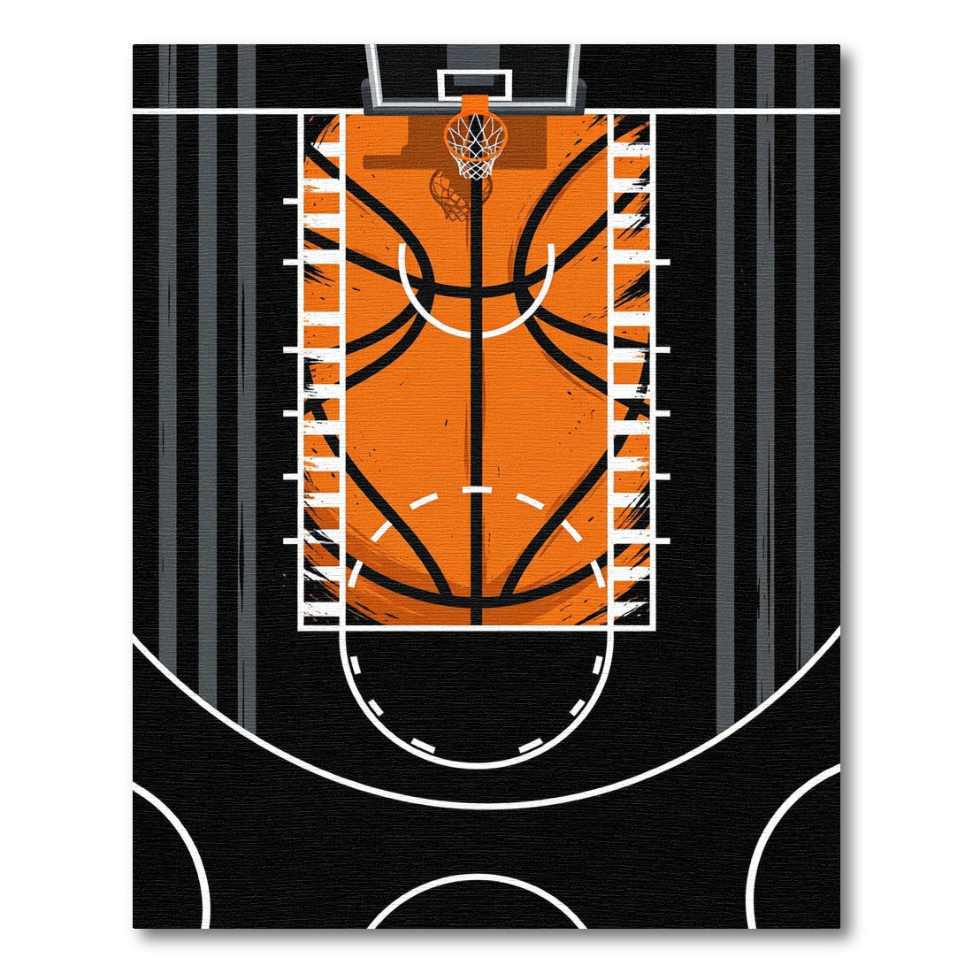 Graphic Basketball Court Orange Black Rug