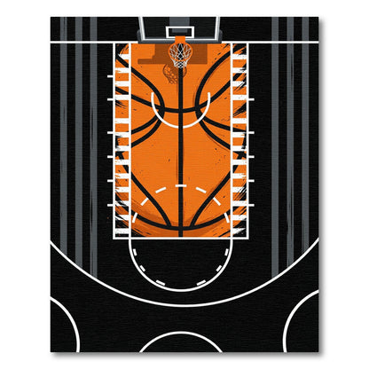 Graphic Basketball Court Orange Black Rug