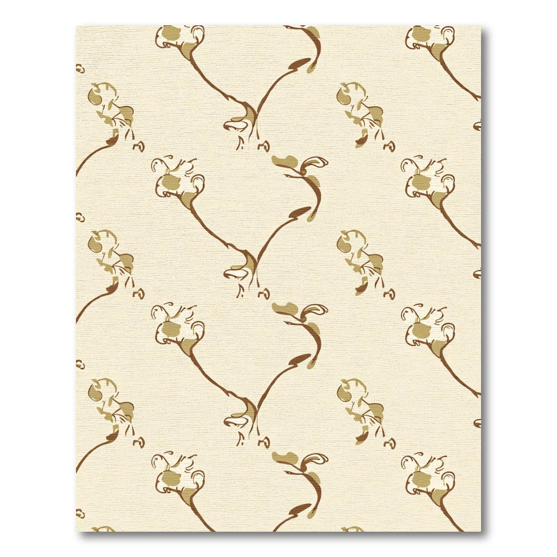 Tan Floral Swirls On Cream Rug