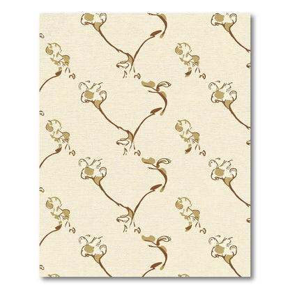 Tan Floral Swirls On Cream Rug