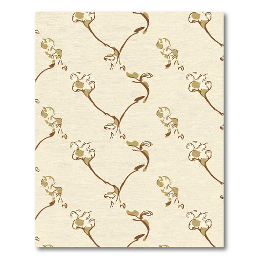 Tan Floral Swirls On Cream Rug